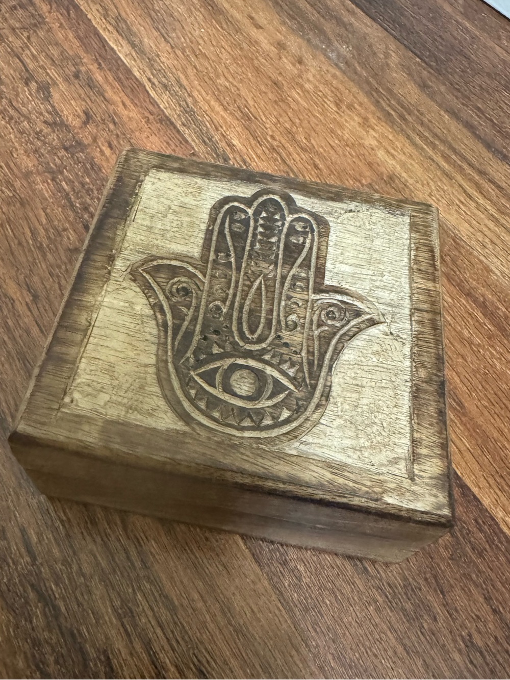 Handcrafted Hamsa Wooden Jewelry Box